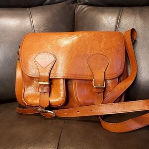 Classic COGNAC Leather Crossbody Bag